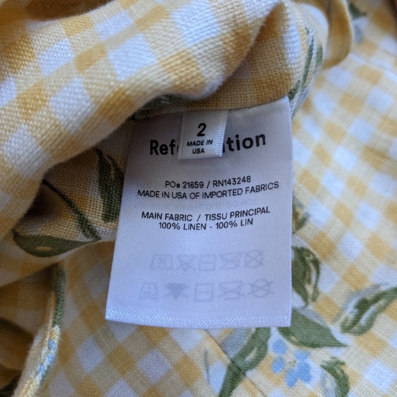 Reformation Linen Lemon Check Print Top - Picture 6 of 6